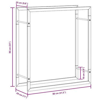 Firewood rack, stainless steel metal rack, silver, 80x28x86 cm, firewood storage, firewood stand