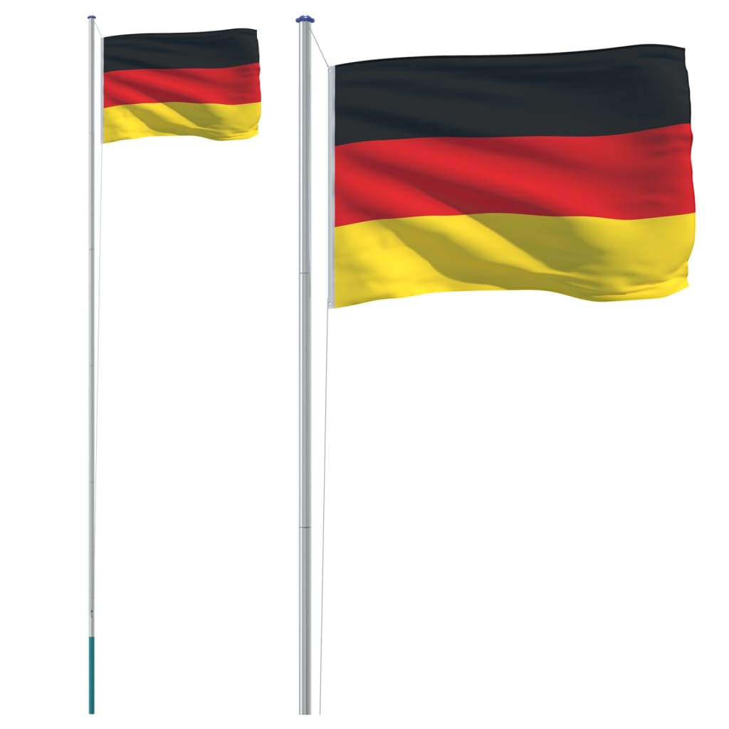 Fahnenmast mit Deutschlandflagge 6,23 m Aluminium Stecksystem silber