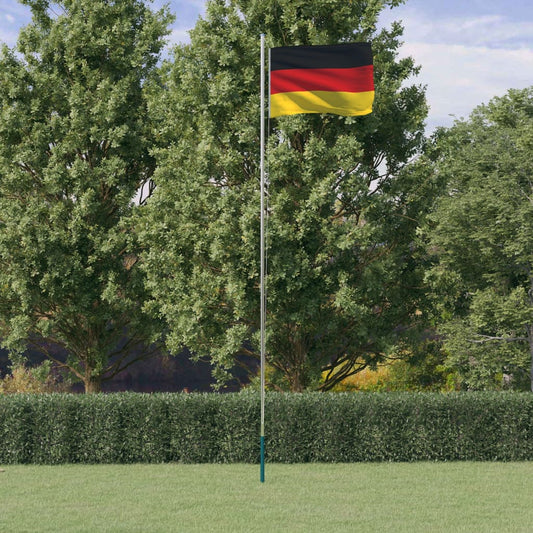 Fahnenmast mit Deutschlandflagge 6,23 m Aluminium Stecksystem silber