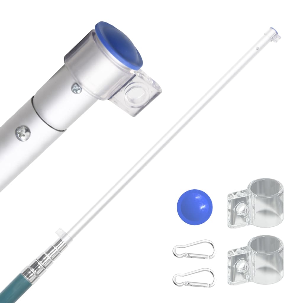 Fahnenmast mit Deutschlandflagge 5,55 m Aluminium Teleskopstange silber