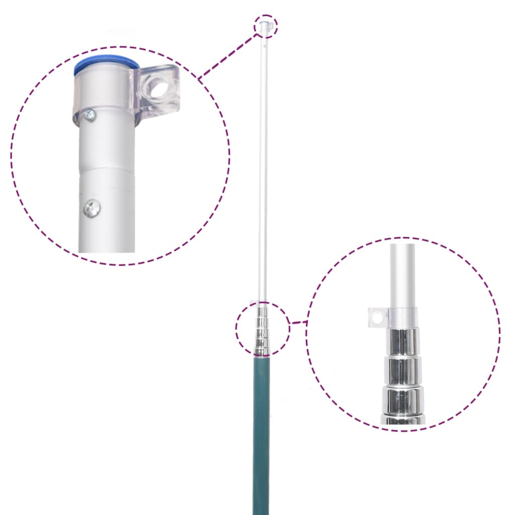 Fahnenmast mit Deutschlandflagge 5,55 m Aluminium Teleskopstange silber