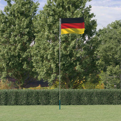 Flagpole with German flag, 5.55 m, aluminum telescopic pole, silver