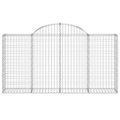 Gabione mit Hochbogen 200x30x100/120 cm Verzinktes Metall Steinkorb Silber Grau