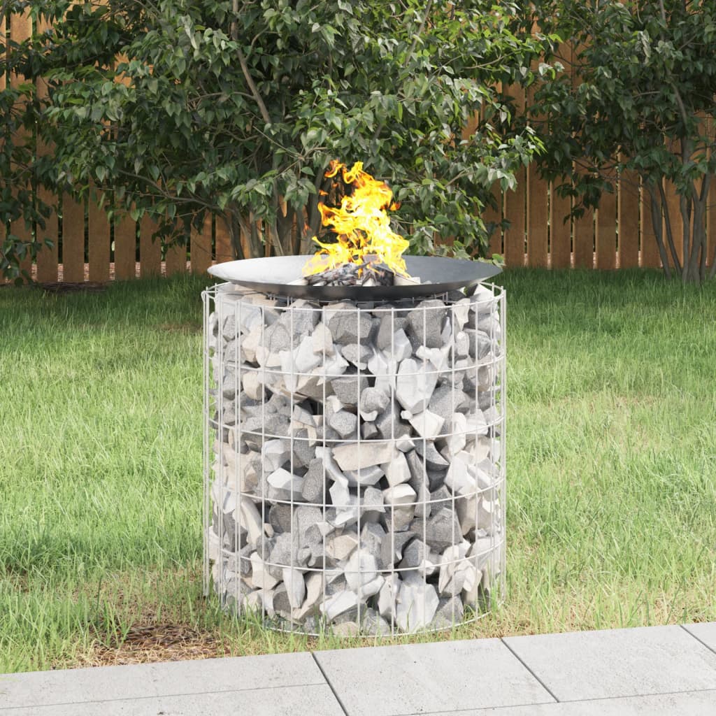 Gabionen-Feuerstelle Ø 50 cm 50 cm hoch Feuersäule Gartensäule Verzinkt Feuerschale