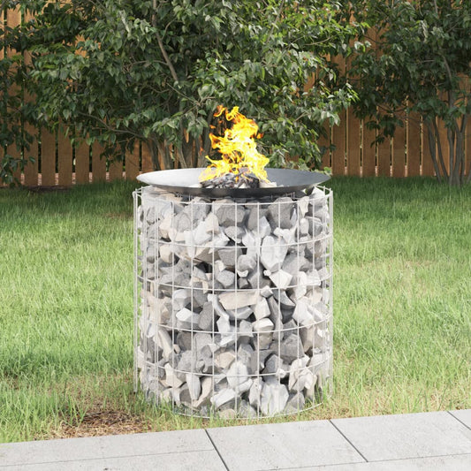 Gabionen-Feuerstelle Ø 50 cm 50 cm hoch Feuersäule Gartensäule Verzinkt Feuerschale