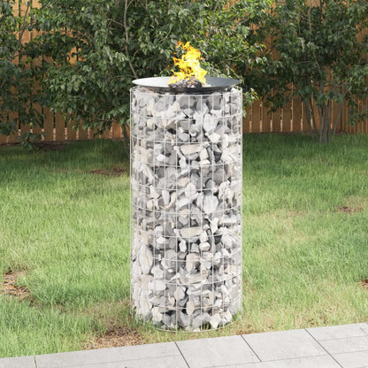 Gabionen-Feuerstelle Ø 50 cm 100 cm hoch Feuersäule Gartensäule Verzinkt Feuerschale