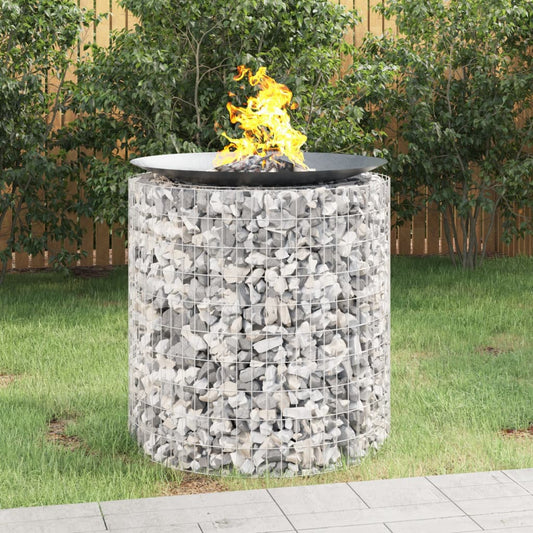 Gabionen-Feuerstelle Ø 100 cm 100 cm hoch Feuersäule Gartensäule Verzinkt Feuerschale