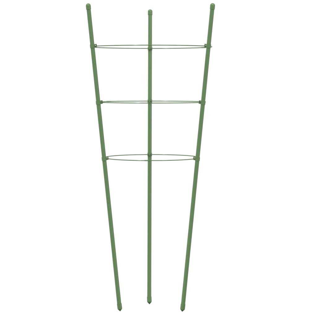 Pflanzenstützen mit 3 Ringen 5 Stk. Grün 75 cm Länge Stahl mit Beschichtung