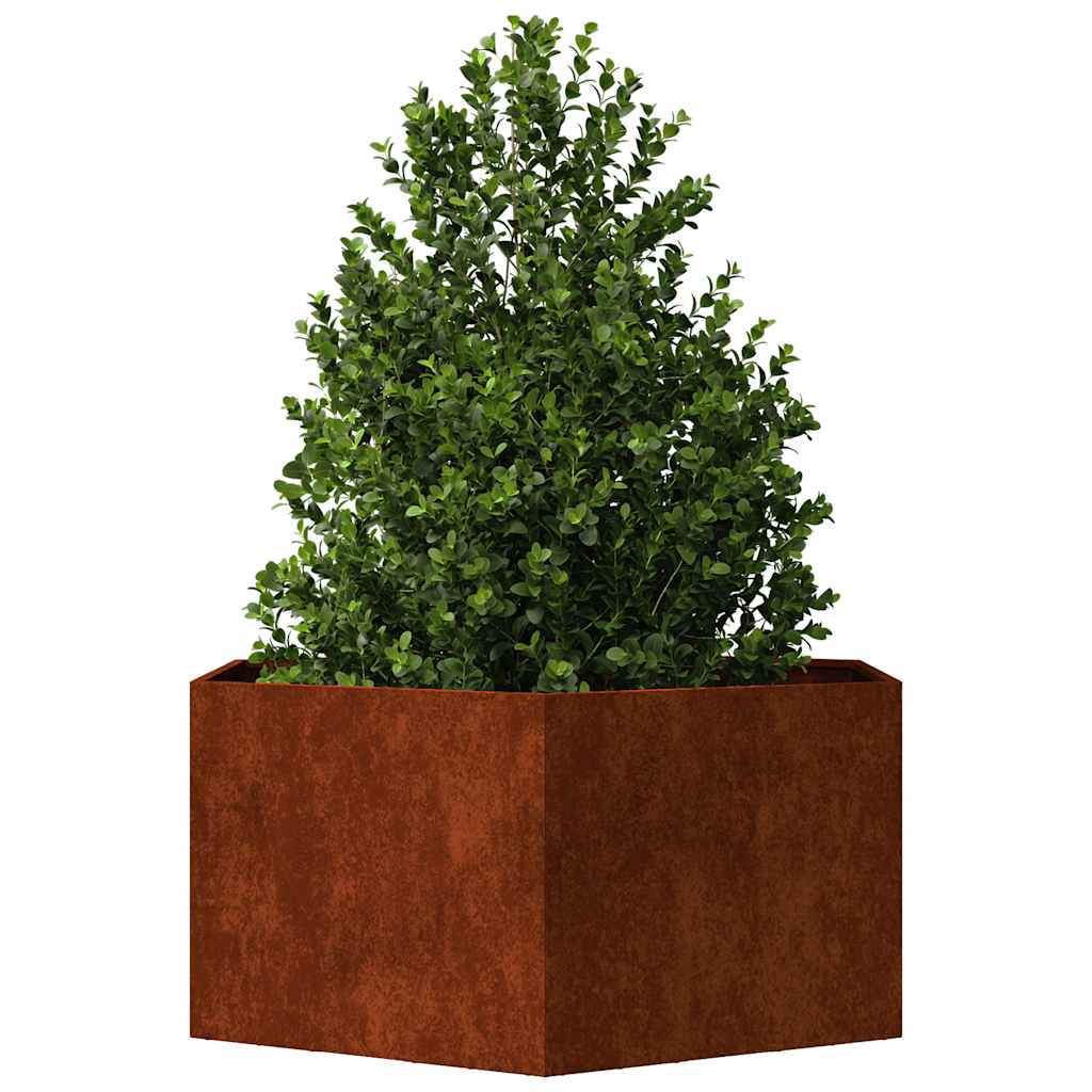 Hochbeet 90x90x45cm Cortenstahl sechseckig rostig Pflanzbeet Pflanzkasten