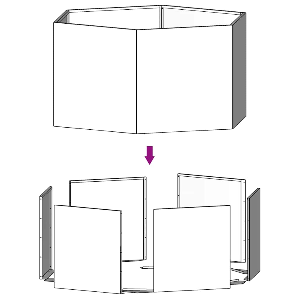 Hochbeet 90x90x45cm Cortenstahl sechseckig rostig Pflanzbeet Pflanzkasten