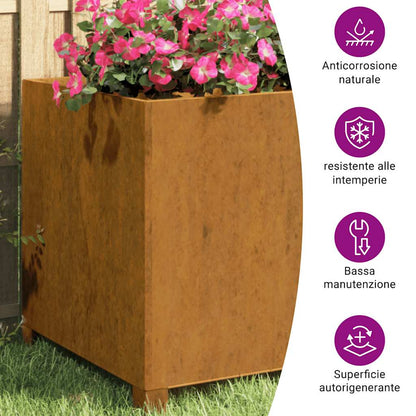Raised garden bed planter with legs, rusty finish, 49x47x50 cm, Corten steel