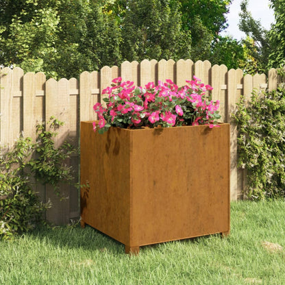 Raised garden bed planter with legs, rusty finish, 49x47x50 cm, Corten steel