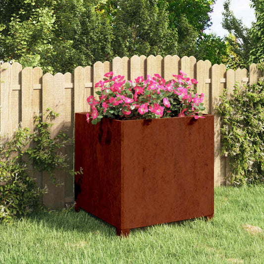 Raised garden bed planter with legs, rusty finish, 49x47x50 cm, Corten steel