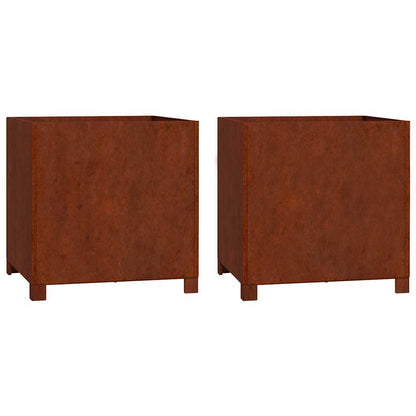Raised garden bed, 2 planters with legs, rusty finish, 49x47x50 cm, Corten steel