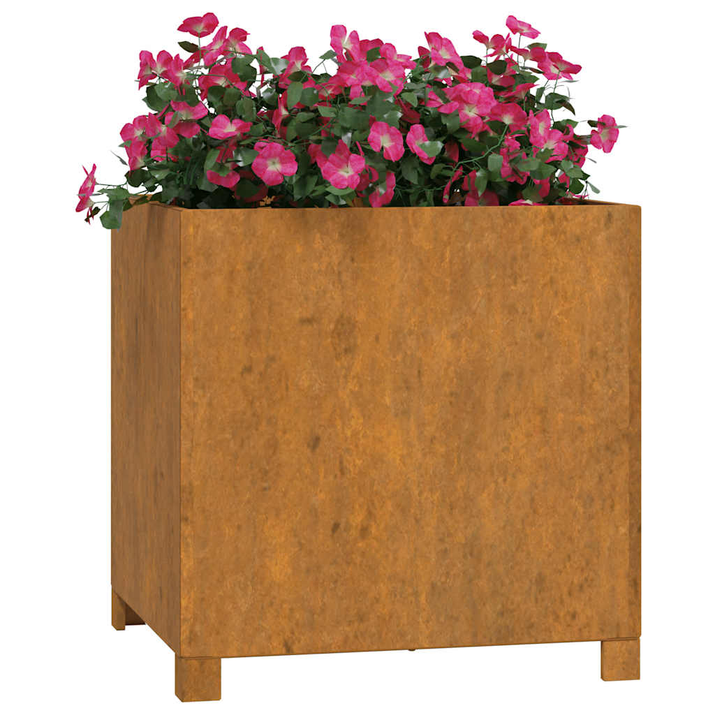 Raised garden bed, 2 planters with legs, rusty finish, 49x47x50 cm, Corten steel