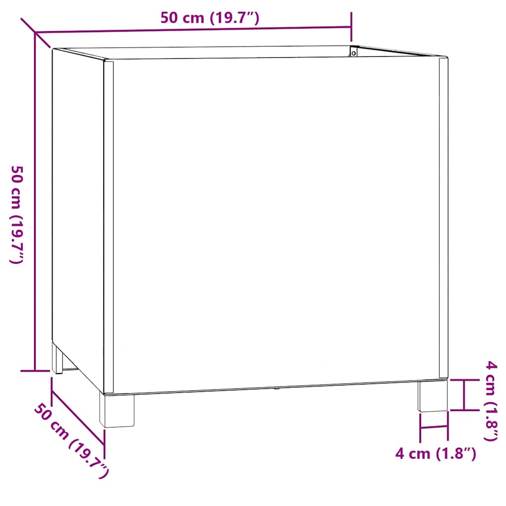 Raised garden bed, 2 planters with legs, rusty finish, 49x47x50 cm, Corten steel