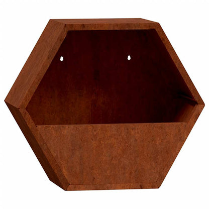 Wall-mounted planters, 2 pieces, rusty Corten steel, 30x10x25 cm, flower pot
