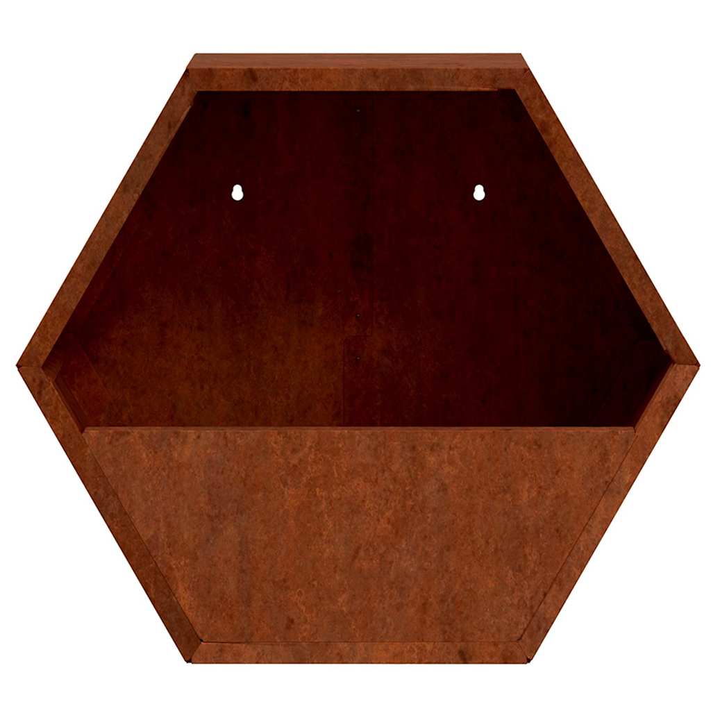 Wall-mounted planters, 2 pieces, rusty Corten steel, 30x10x25 cm, flower pot