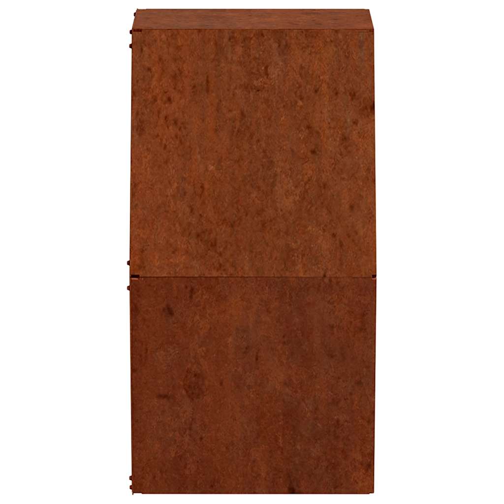 Wall-mounted planters, 2 pieces, rusty Corten steel, 30x10x25 cm, flower pot