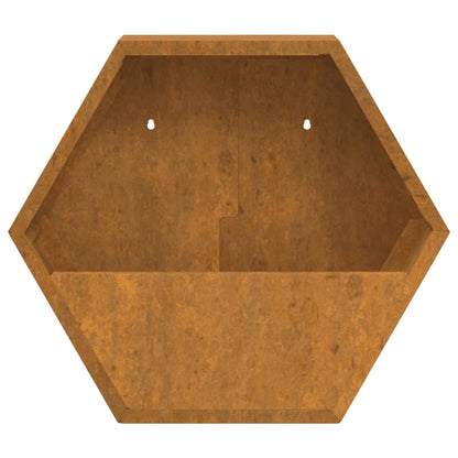 Wall-mounted planters, set of 2, rusty Corten steel, 46x10x40 cm, flower pot