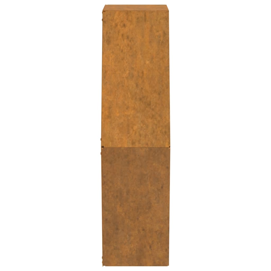 Wall-mounted planters, set of 2, rusty Corten steel, 46x10x40 cm, flower pot