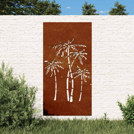 Garten Wanddekoration 105x155 cm rusty Cortenstahl Design Palmen Roststahl