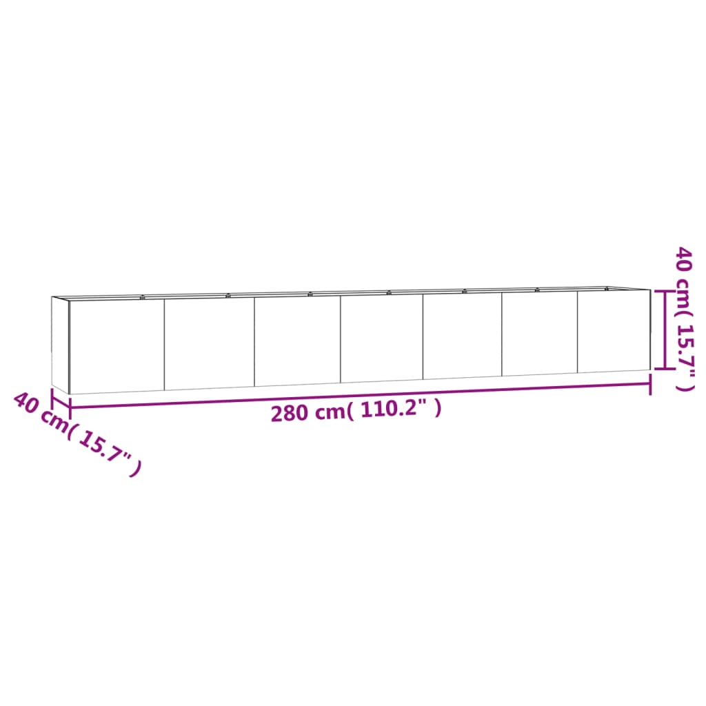 Hochbeet 280x40x40 cm Cortenstahl rostig Pflanzbeet Pflanzkasten