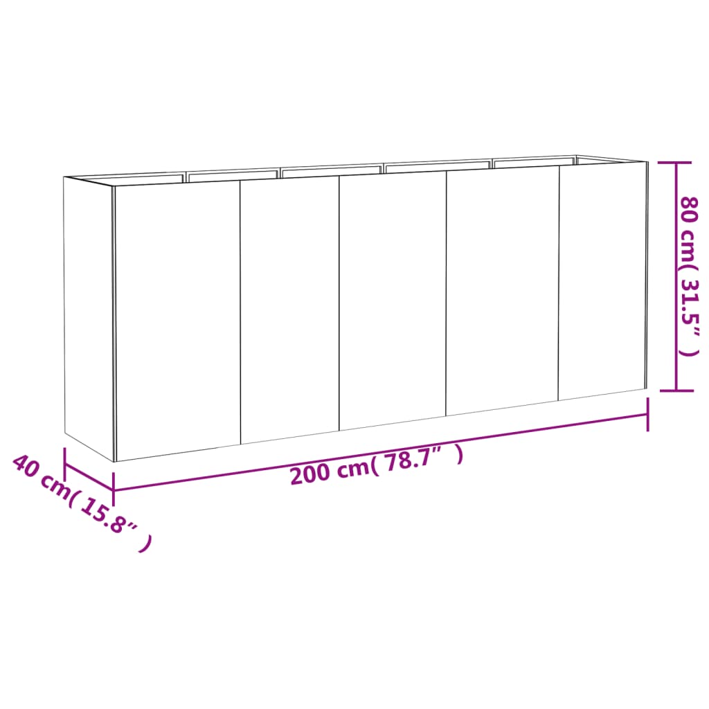 Hochbeet 200x40x80 cm Cortenstahl rostig Pflanzbeet Pflanzkasten