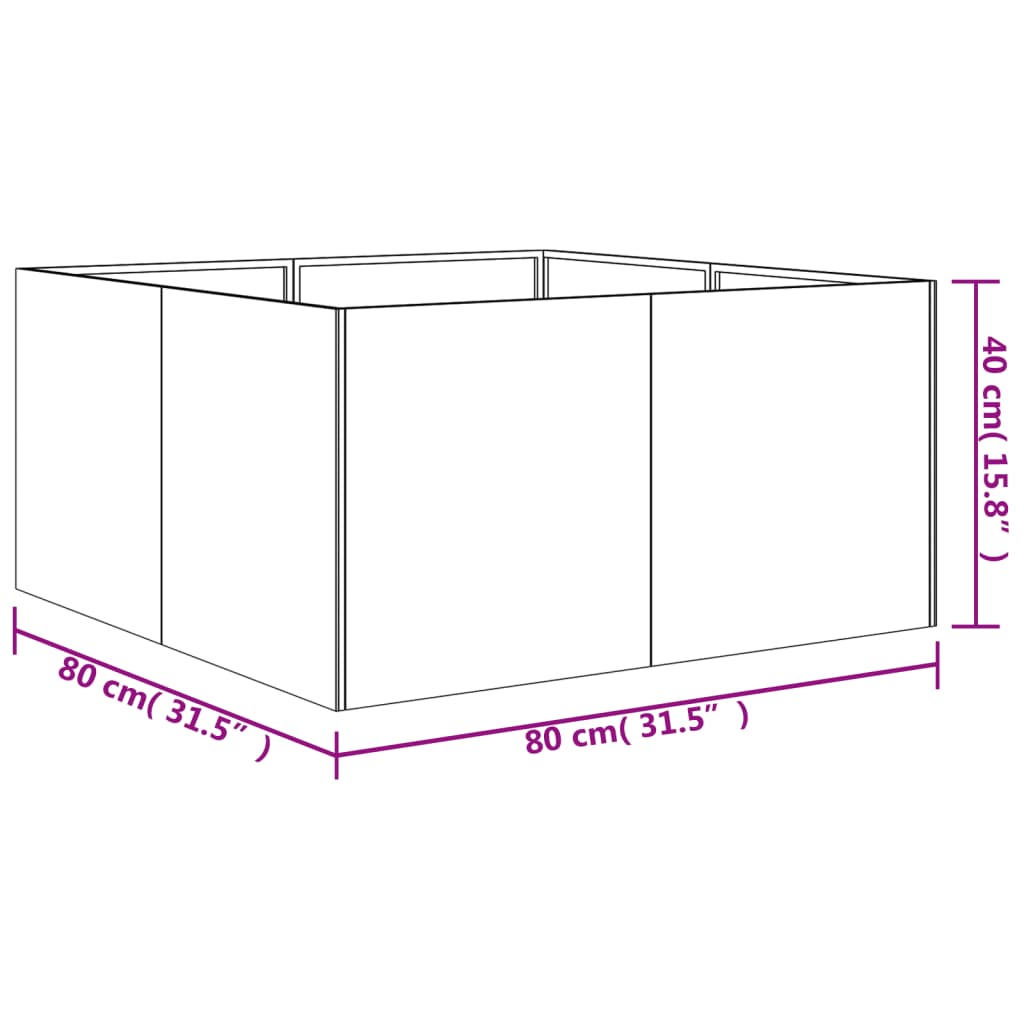 Hochbeet 80x80x40 cm Cortenstahl rostig Pflanzbeet Pflanzkasten