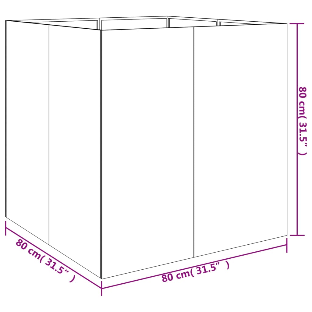 Hochbeet 80x80x80 cm Cortenstahl rostig Pflanzbeet Pflanzkasten