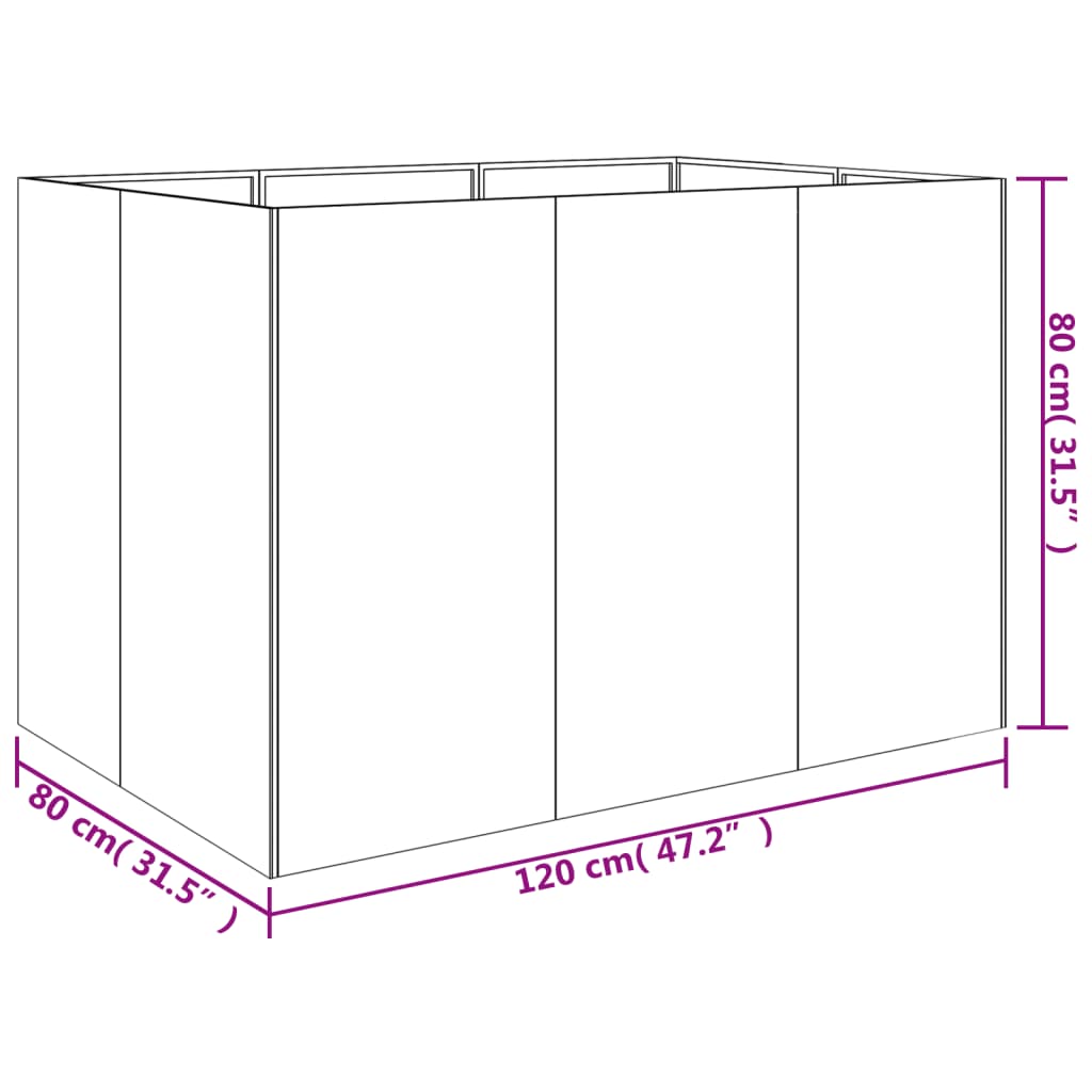 Hochbeet 120x80x80 cm Cortenstahl rostig Pflanzbeet Pflanzkasten rechteckig