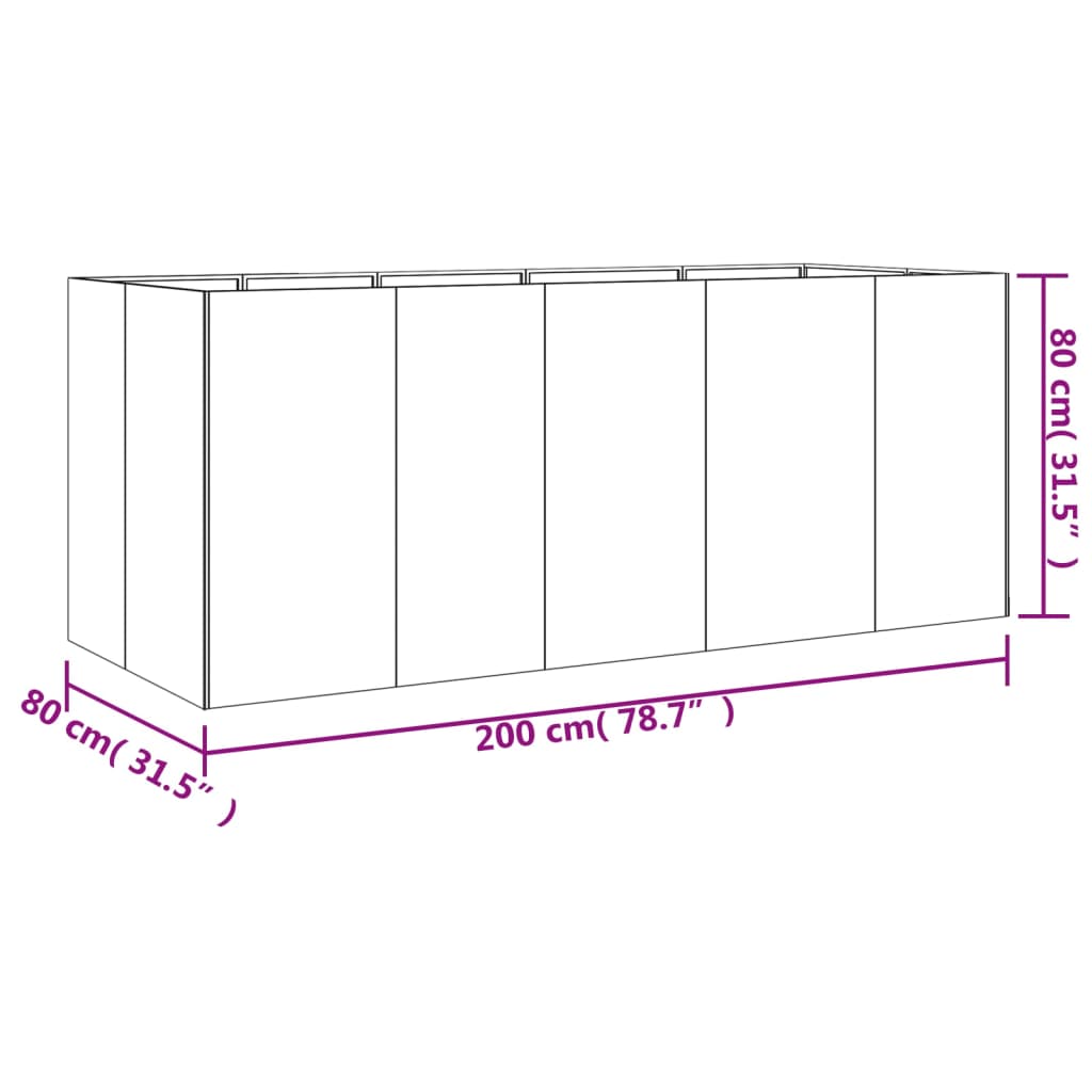 Hochbeet 200x80x80cm Cortenstahl rostig Pflanzbeet Pflanzkasten