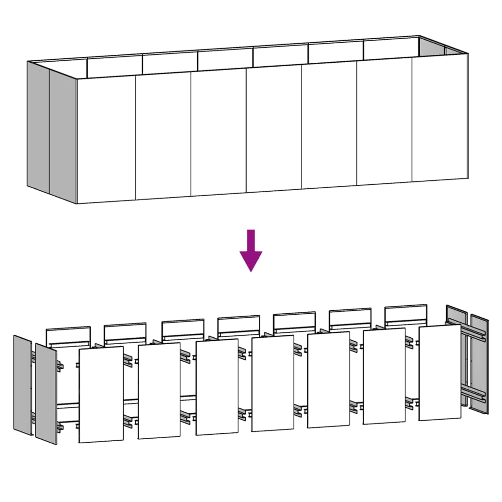 Raised garden bed 280x80x80cm Corten steel rusty planting bed planter