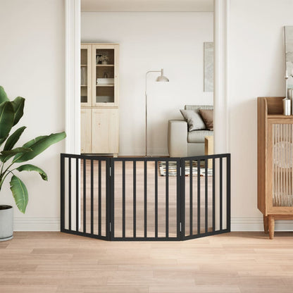 Hundetor Absperrgitter Faltbar Schutzgitter Holz Schwarz 150 cm