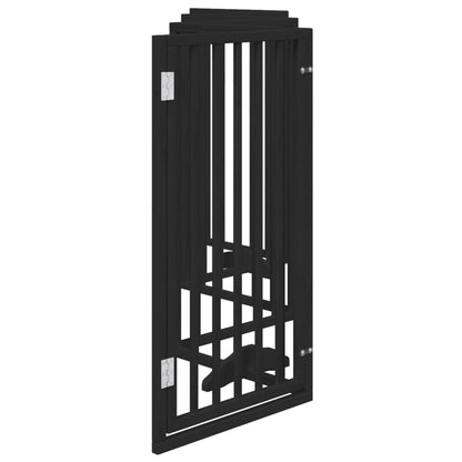 vidaXL 6-piece dog gate with door, foldable, black, 300 cm, poplar wood