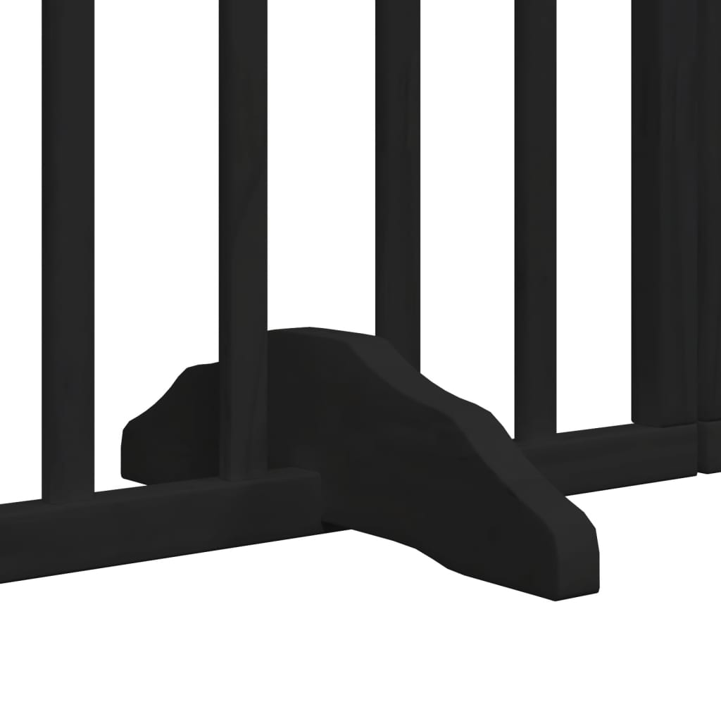 vidaXL 6-piece dog gate with door, foldable, black, 300 cm, poplar wood