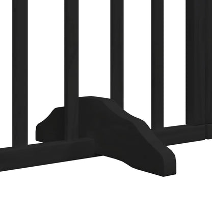vidaXL 6-piece dog gate with door, foldable, black, 300 cm, poplar wood