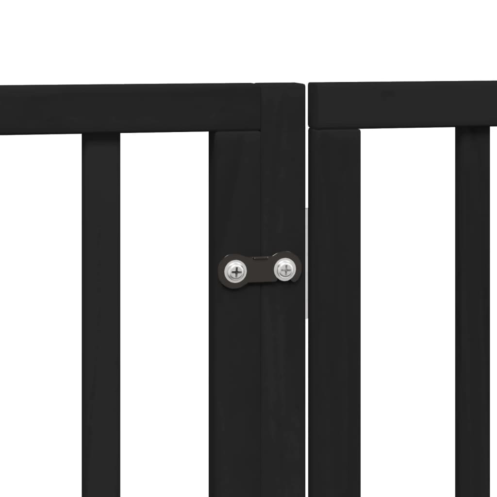 vidaXL 6-piece dog gate with door, foldable, black, 300 cm, poplar wood