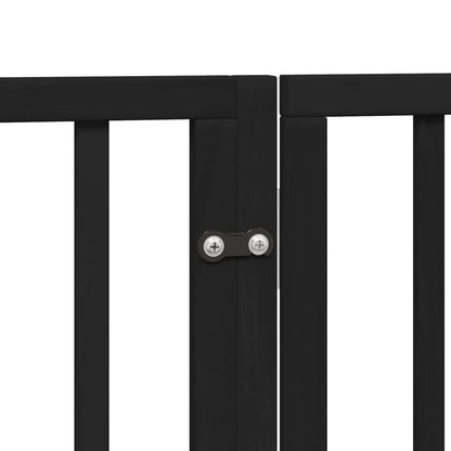 vidaXL 6-piece dog gate with door, foldable, black, 300 cm, poplar wood