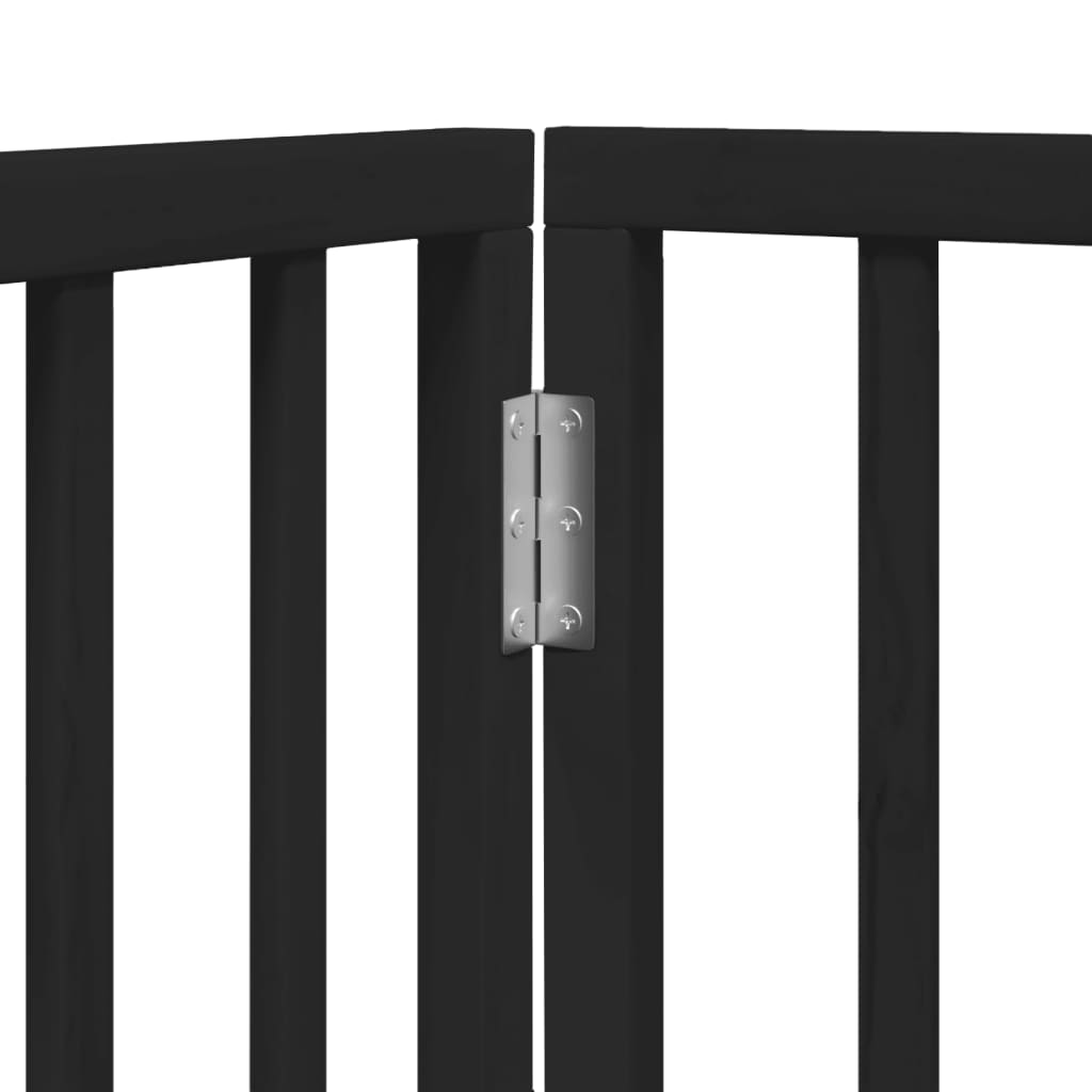 vidaXL 6-piece dog gate with door, foldable, black, 300 cm, poplar wood