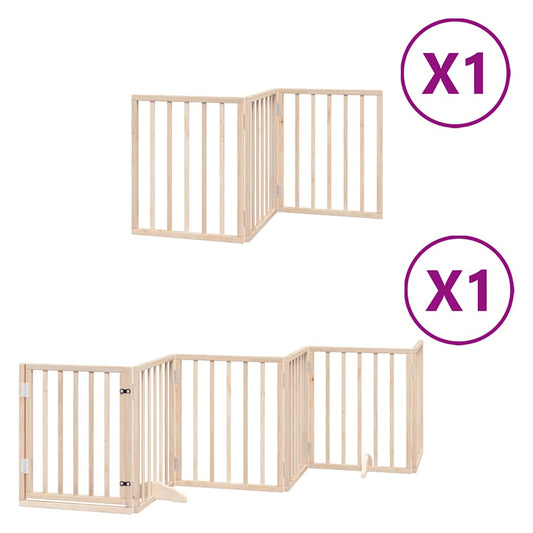 vidaXL 9-piece dog gate with door, foldable, 450 cm, poplar wood
