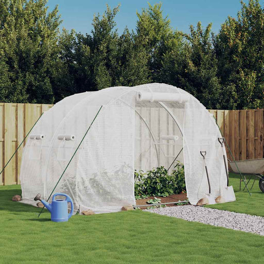 vidaXL Greenhouse with steel frame, white, 6 m², 3x2x2 m