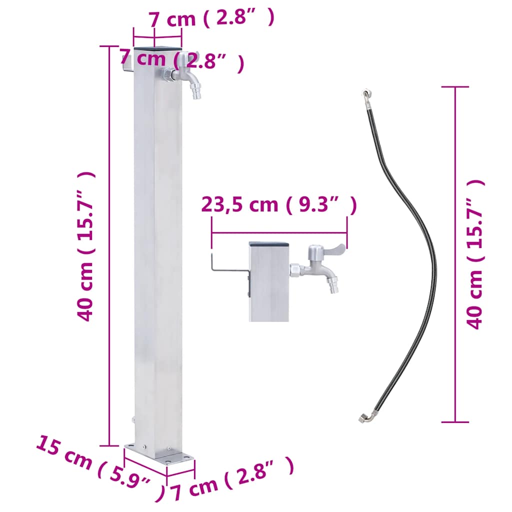 vidaXL Garden Water Column 40 cm Stainless Steel Square
