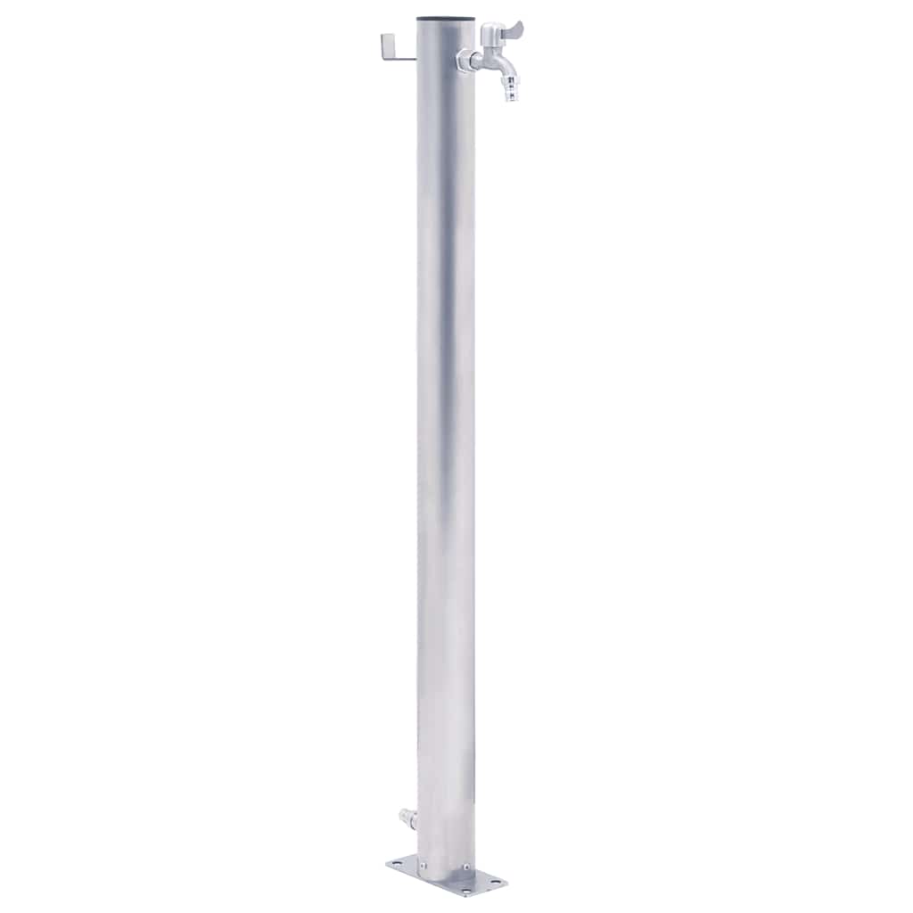 Wasserzapfsäule Edelstahl 23x7x40cm rund Wasserhahn Garten Wasserstelle Outdoor