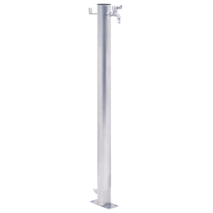 Wasserzapfsäule Edelstahl 23x7x40cm rund Wasserhahn Garten Wasserstelle Outdoor