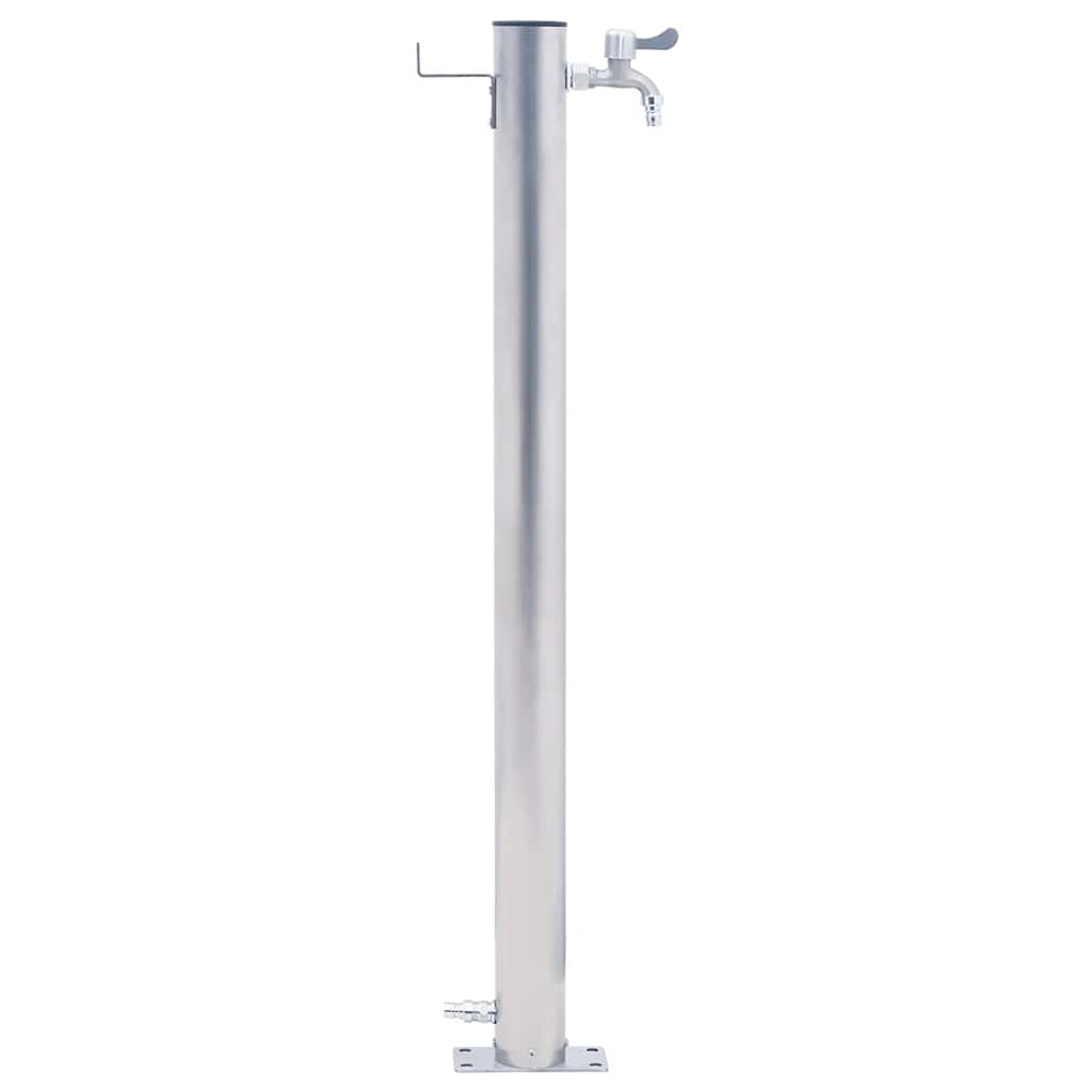 Wasserzapfsäule Edelstahl 23x7x40cm rund Wasserhahn Garten Wasserstelle Outdoor