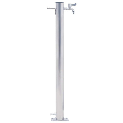 Wasserzapfsäule Edelstahl 23x7x40cm rund Wasserhahn Garten Wasserstelle Outdoor