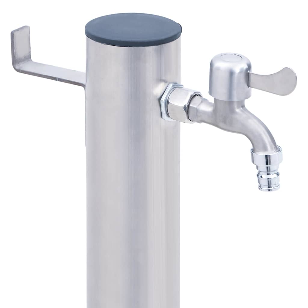 Wasserzapfsäule Edelstahl 23x7x40cm rund Wasserhahn Garten Wasserstelle Outdoor