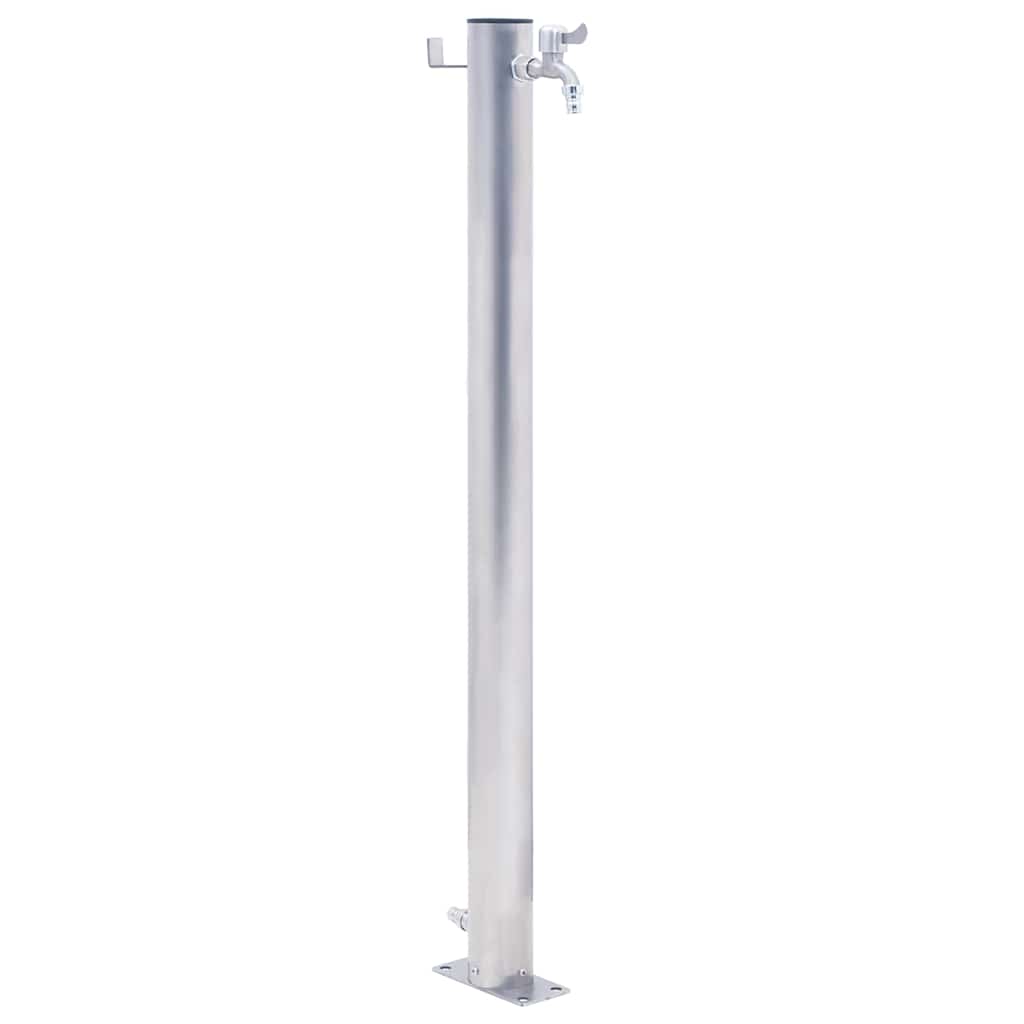 Wasserzapfsäule Edelstahl 23x7x80cm rund Wasserhahn Garten Wassersäule
