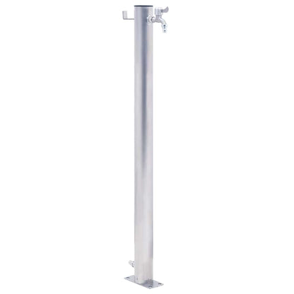 Wasserzapfsäule Edelstahl 23x7x80cm rund Wasserhahn Garten Wassersäule